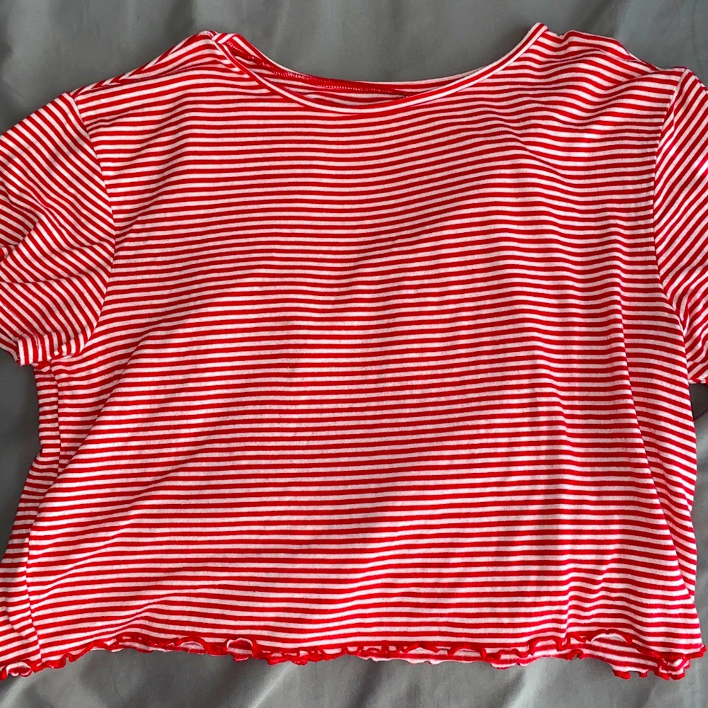 Red and white striped Crop Top
